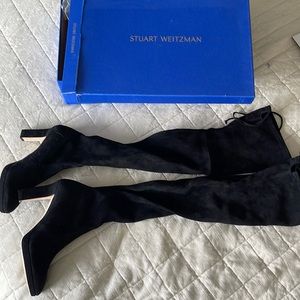 Stuart Weitzman over the knee suede black leather boots. Size 7 1/2